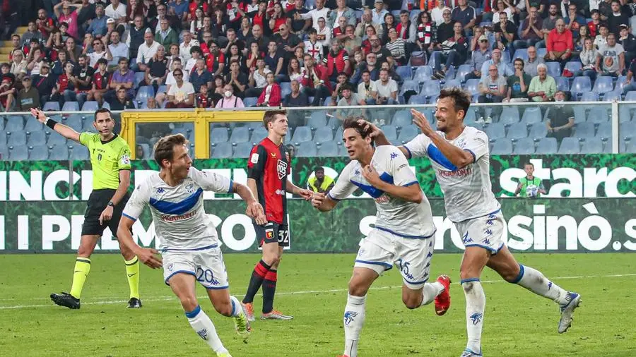 L'esultanza di Cistana dopo il gol del pareggio a Genova - © www.giornaledibrescia.it