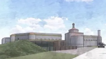 Un disegno che illustra come sarà il tempio crematorio una volta completato - © www.giornaledibrescia.it