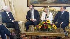 Il presidente Mattarella con i rappresentanti del centrodestra - ANSA/PAOLO GIANDOTTI