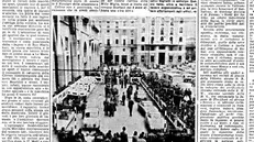 La punzonatura in piazza Vittoria come apparve sul GdB nel maggio 1957 - © www.giornaledibrescia.it