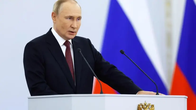 Il presidente russo Vladimir Putin durante il suo discorso al Cremlino - Foto Epa © www.giornaledibrescia.it