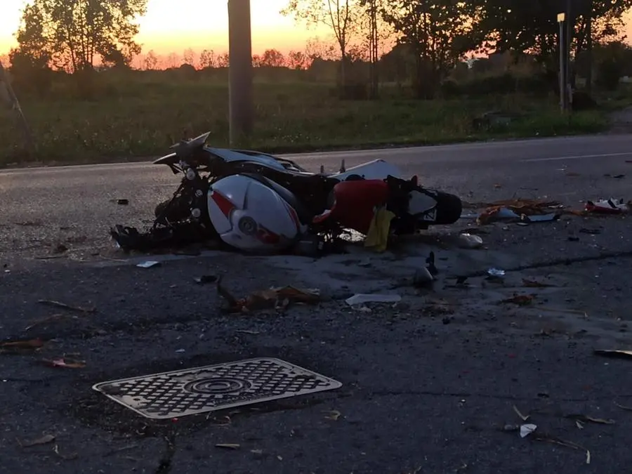 La moto coinvolta nell'incidente di Montichiari