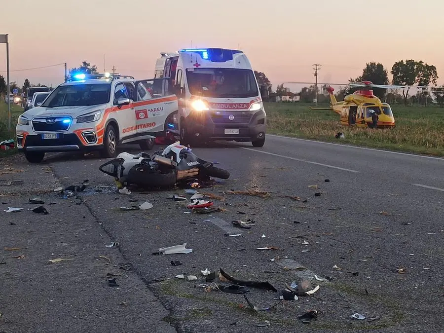 La moto coinvolta nell'incidente di Montichiari