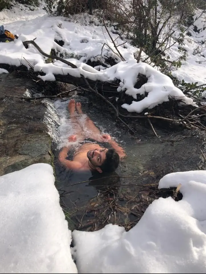 Fabio Freddi, alcuni momenti di immersione in acqua gelida