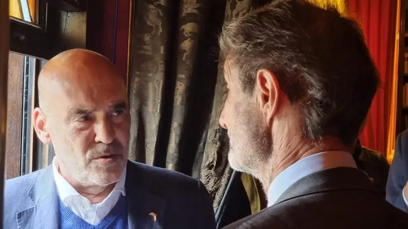 Il presidente della Lombardia Attilio Fontana con Giordano Bruno Guerri in visita al Vittoriale