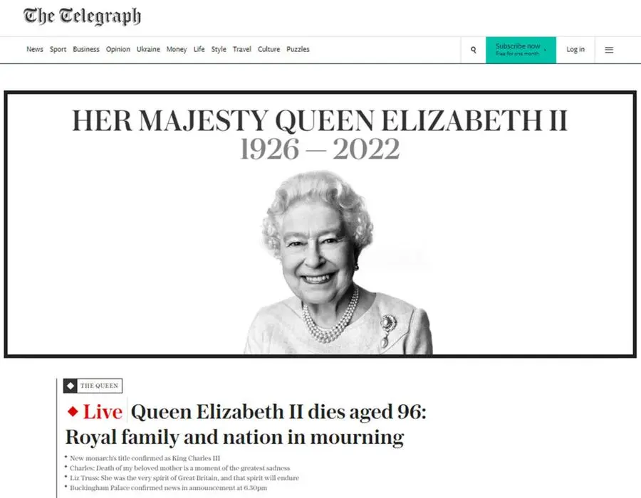La morte della regina Elisabetta sui siti di tutto il mondo