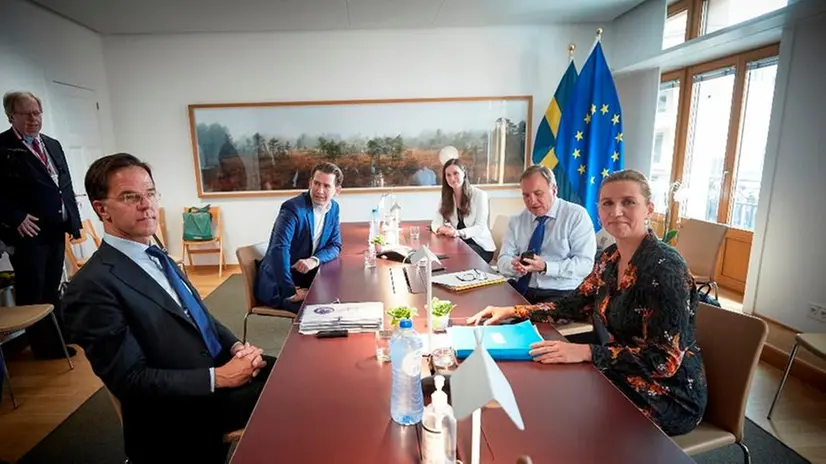 Una riunione dei Frugali durante l’ultimo Consiglio europeo: Rutte, Kurz, Marin, Lofven, Frederiksen - Foto European Union