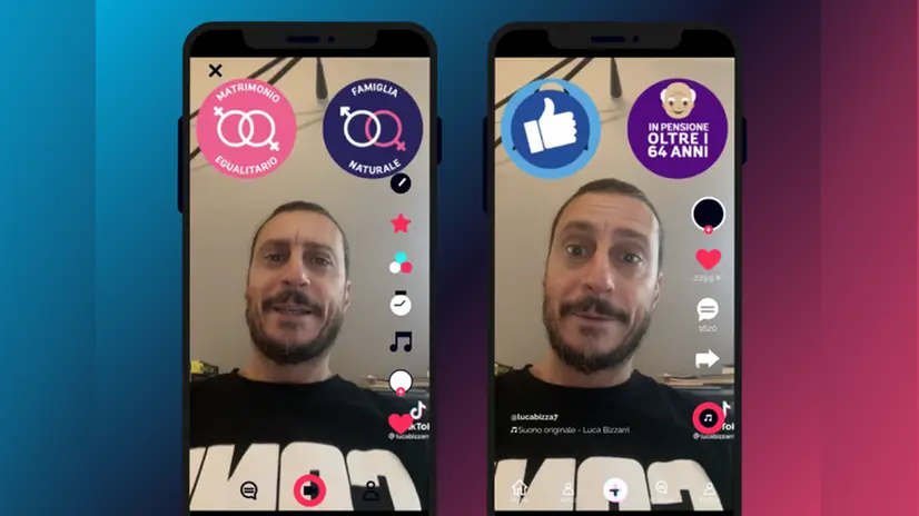 Anche i vip hanno usato il filtro «Elezioni politiche 2022» - Dal profilo TikTok di Luca Bizzarri (@lucabizzarri7)