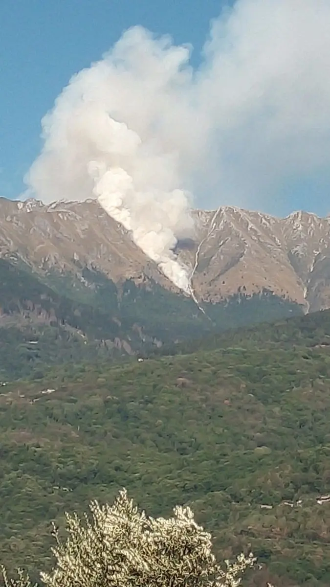 L'incendio boschivo si è propagato nei boschi della Valcamonica, sopra Paspardo