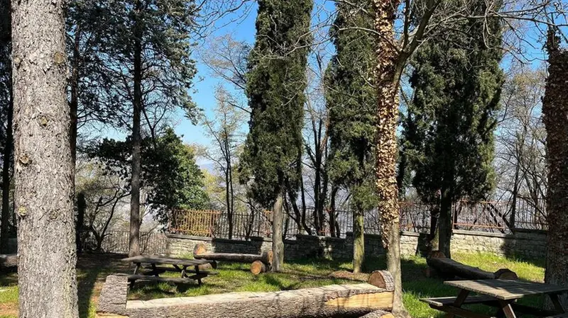 Uno scorcio dell’area verde adiacente all’edificio principale