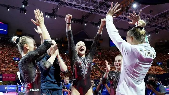 L'esultanza delle azzurre, oro agli Europei di Monaco - Foto tratta dalla pagina Fb Federazione Ginnastica d'italia