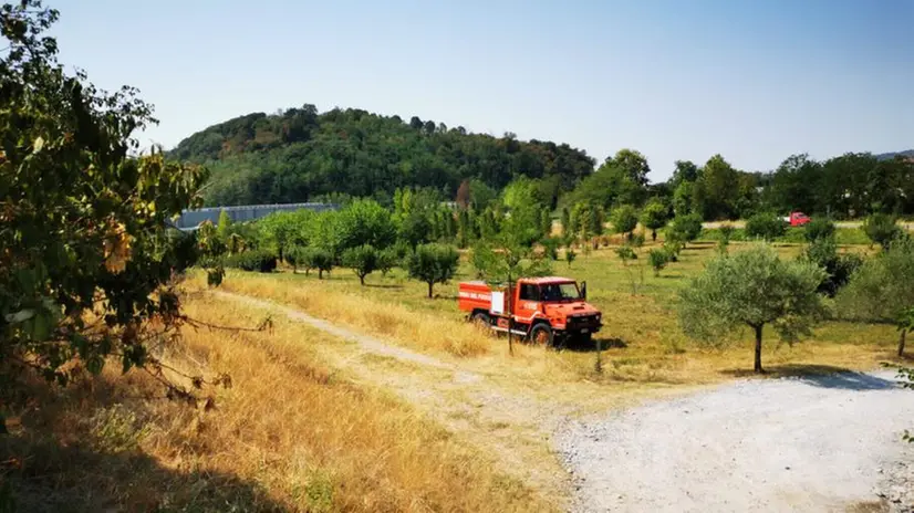 Il luogo dell'incendio a Monticelli Brusati