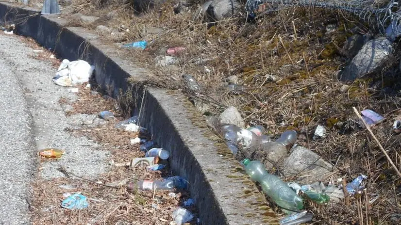 Un tratto della 42 con rifiuti abbandonati - © www.giornaledibrescia.it