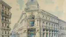 Casa al Carrobbio, veduta acquarellata, progetto ineseguito (1889)