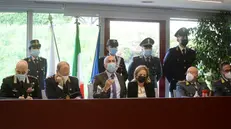 Gli inquirenti alla conferenza stampa di ottobre sul resoconto dell'operazione «Atto Finale» - Foto Marco Ortogni/Neg © www.giornaledibrescia.it