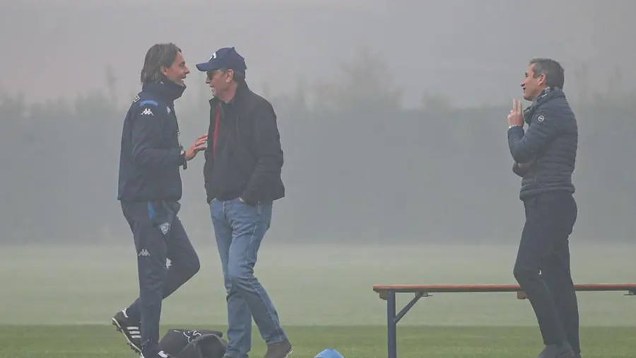 Una fotografia d’archivio: Inzaghi e Cellino «guardati a vista» da Francesco Marroccu - Foto New Reporter © www.giornaledibrescia.it