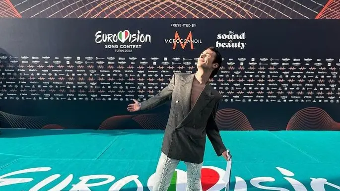 Mattia Stanga all'Eurovision - Foto da Instagram