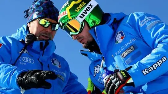 Alberto Ghidoni nelle vesti di allenatore insieme al fuoriclasse Dominik Paris