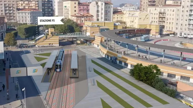 Il rendering del tram in Stazione - © www.giornaledibrescia.it