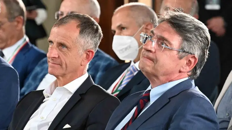 Da sinistra l'assessore regionale Davide Caparini e il sindaco Emilio Del Bono- © www.giornaledibrescia.it