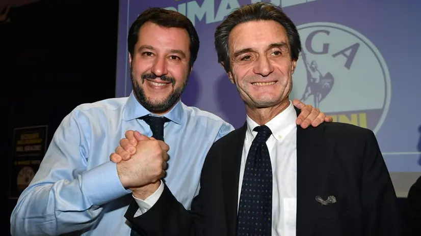 Matteo Salvini e Attilio Fontana - Foto © www.giornaledibrescia.it