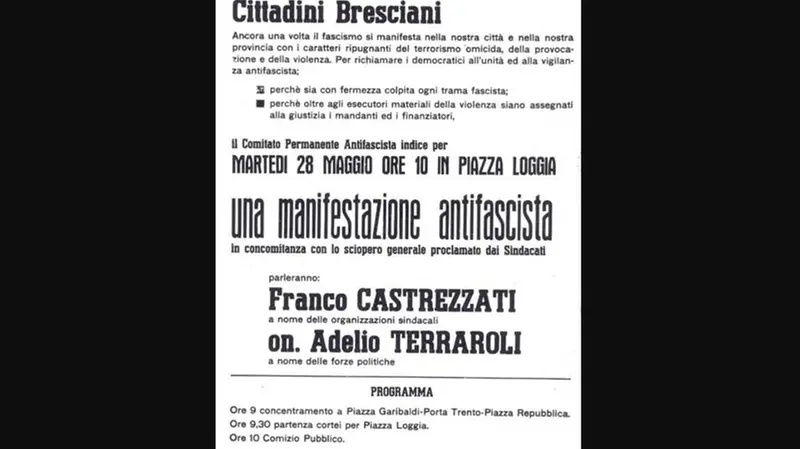 L'annuncio della manifestazione antifascista