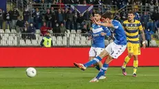 Il gol di Stefano Moreo al Rigamonti contro il Parma - © www.giornaledibrescia.it