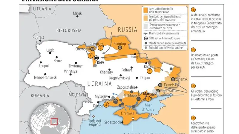 La mappa aggiornata del conflitto al 23 marzo sera