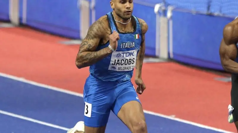 Marcell Jacobs durante la trionfale giornata ai Mondiali indoor - Foto Epa © www.giornaledibrescia.it