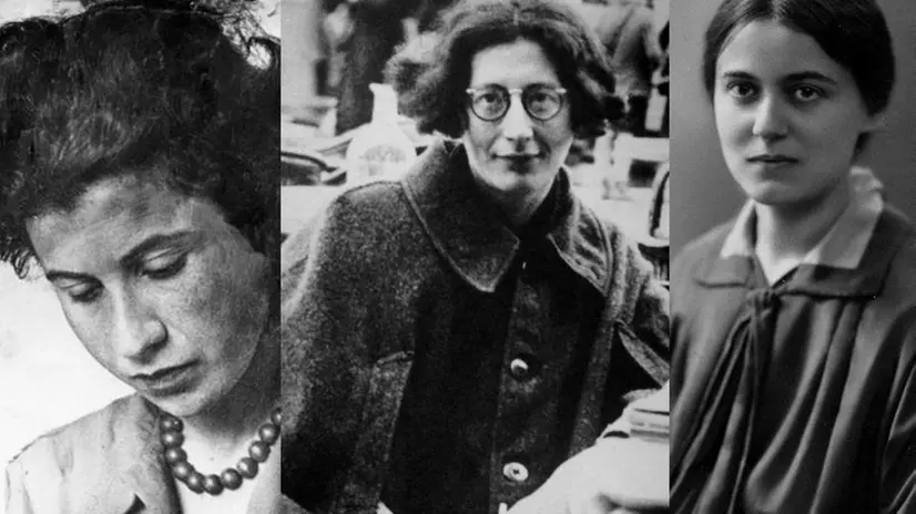 Da sinistra: le pensatrici Etty Hillesum, Simone Weil e Edith Stein