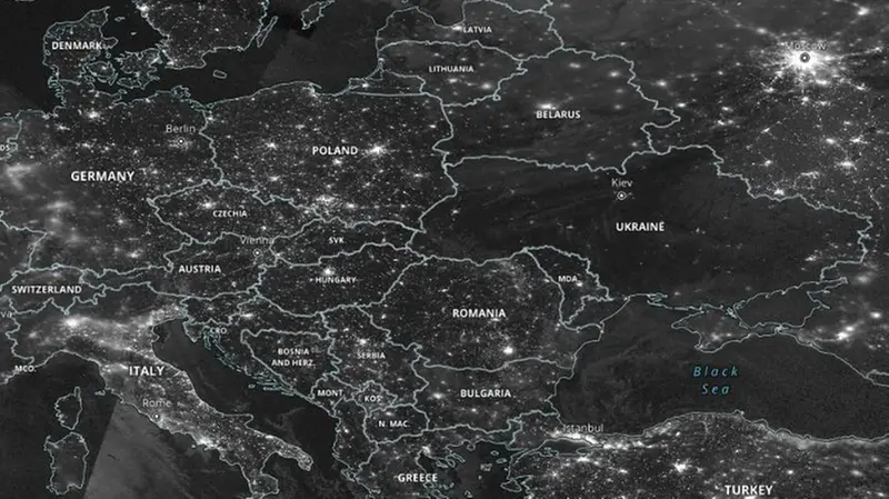 Le immagini di Worldview (Nasa) mostrano come l'Ucraina sia al buio in questi giorni di guerra (aggiornamento del 12.3.2022)