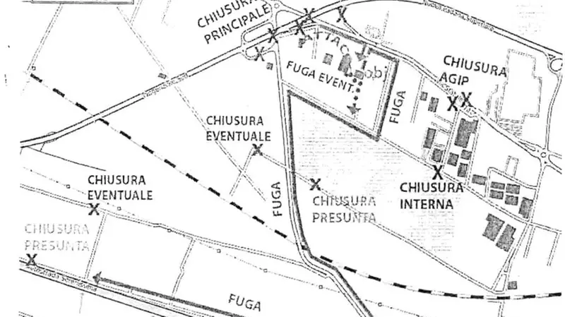 La mappa con la pianificazione del colpo alla Mondialpol di Calcinato - © www.giornaledibrescia.it