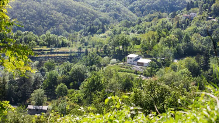 Immerso nel verde, il centro olistico di Anidra a Borzonasca in Liguria