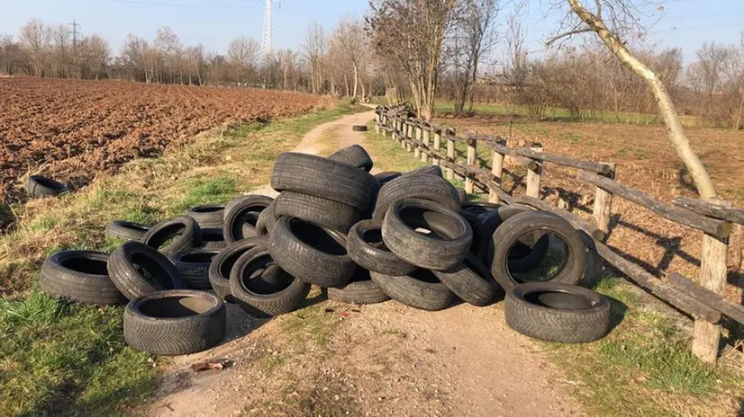 L'ammasso di gomme abbandonate - Foto tratta dalla pagine Fb Brescia che non vorrei