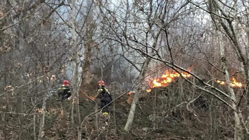 Vigili del Fuoco impegnati sull'incendio a Berzo Demo