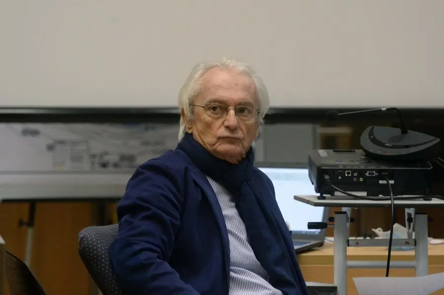 Il chimico Giancarlo Farina in aula durante il processo Bozzoli