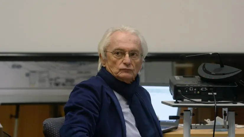 Il chimico Giancarlo Farina in aula durante il processo Bozzoli