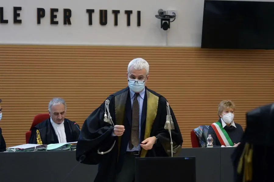 Il chimico Giancarlo Farina in aula durante il processo Bozzoli