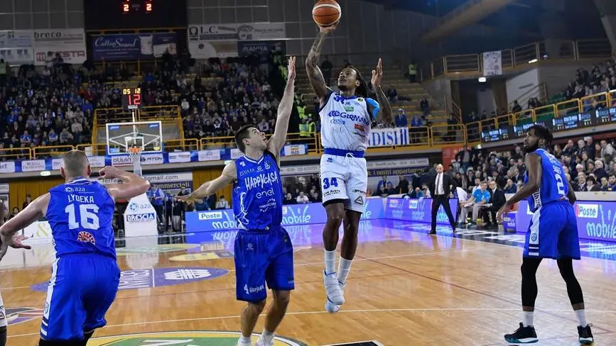 Il 5 marzo 2018 David Moss formato «Principe del PalaGeorge», nella vittoria della Germani contro Brindisi - Foto New Reporter © www.giornaledibrescia.it