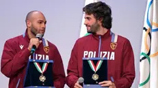 Marcell Jacobs e Gianmarco Tamberi alla cerimonia dei Collari d'Oro 2021 - Foto Ansa  © www.giornaledibrescia.it