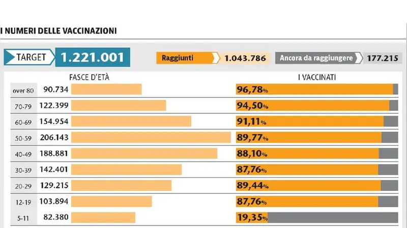 I numeri delle vaccinazioni per fascia d'età - © www.giornaledibrescia.it