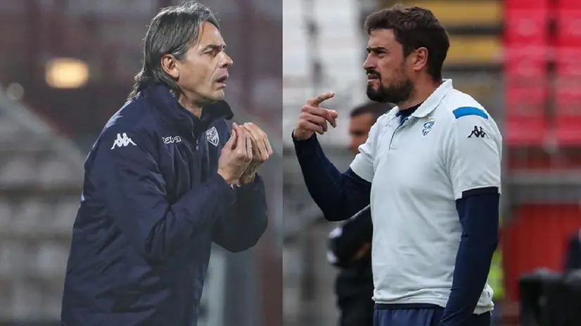 Pippo Inzaghi, mister del Brescia, e Pep Clotet, già allenatore delle rondinelle e ora sulla panchina della Spal - © www.giornaledibrescia.it