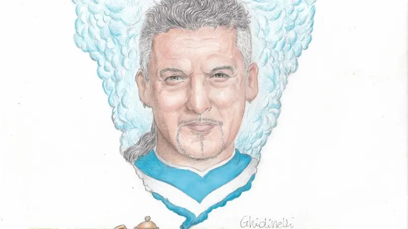 Roberto Baggio disegnato da Luca Ghidinelli - © www.giornaledibrescia.it