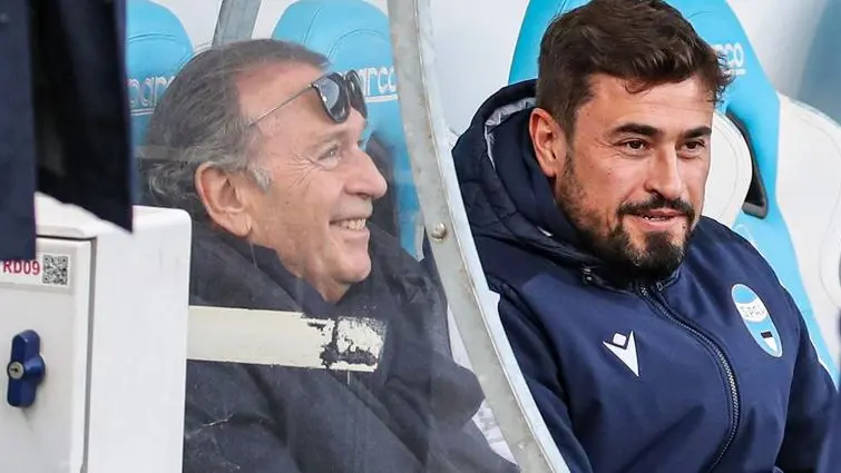 «Amici-nemici»: Massimo Cellino e Pep Clotet prima della partita - Foto New Reporter Nicoli © www.giornaledibrescia.it