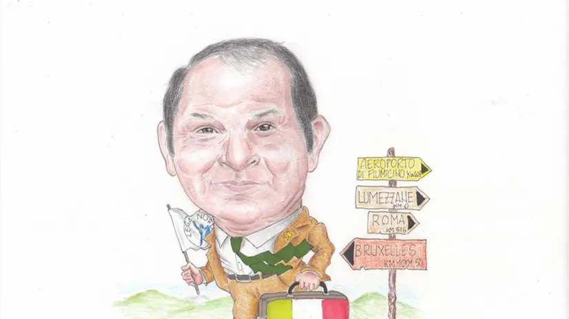Vito Gnutti ritratto dalla matita del vignettista Ghidinelli  - © www.giornaledibrescia.it