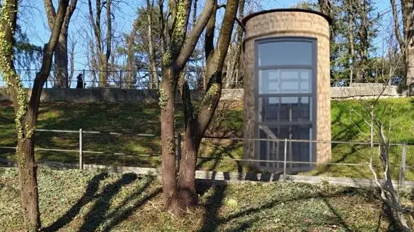 Simulazione della stazione d’arrivo dell’ascensore Bigogno
