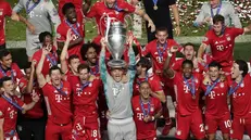 I giocatori del Bayern Monaco alla vittoria della Champions nel 2020 - Foto Ansa/Epa/Manu fernandez/Pool © www.giornaledibrescia.it