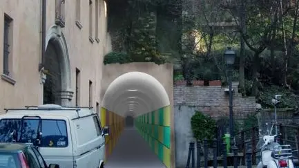 L’ingresso immaginato da Bigogno dal tunnel di via Pulusella