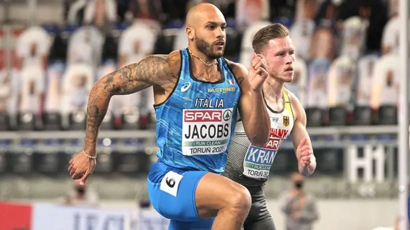 Al coperto. Jacobs è campione europeo ed a Berlino ritroverà il tedesco Kranz un anno fa (qui nella foto) secondo