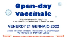 La locandina dell'open day vaccinale - Foto tratta dalla pagina Fb del Comune di Ponte di Legno